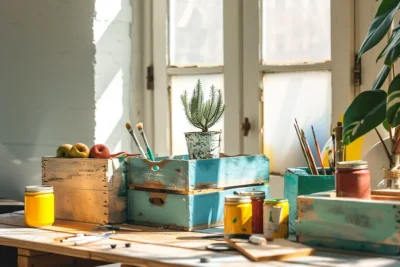 como pintar cajas de madera de fruta