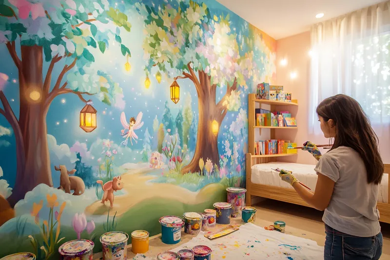 cómo pintar arte mural para la habitación de un niño, una forma creativa de renovar espacios