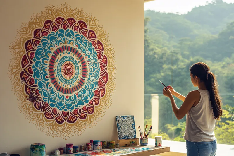 cómo pintar un mandala en la pared paso a paso