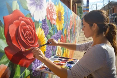 ¿Como pintar un mural de flores en la pared